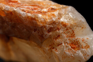 Macro mineral stone Moonstone a black background