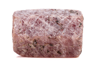 Macro mineral stone Ruby in the breed a white background