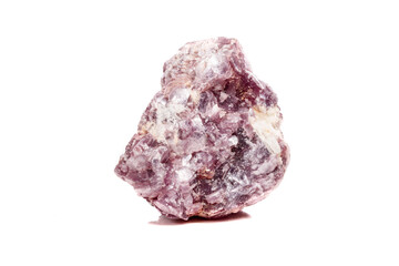Macro mineral stone Lepidolite in the rock a white background