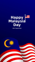 happy malaysia day flat vector illustration with social media story design