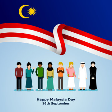 happy malaysia day flat vector