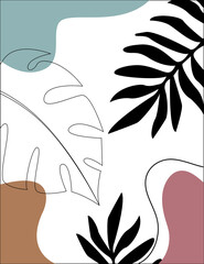 Abstract poster with tropical leaves