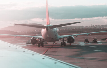 Naklejka premium Aircraft in airport