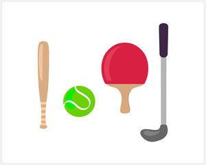 Sports elements isolated on white. Clipart collection. Vector stock illustration. EPS 10