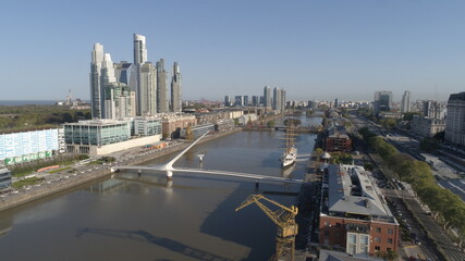 Aerial view of city and Puerto Madero in Buenos Aires - Argentina.