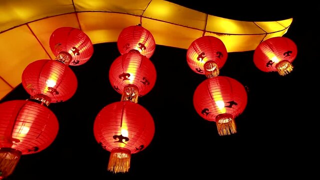 Nakhon sawan,Thailand -18 February 2018 : Chinese New Year with parades adorned with beautiful lamps have many visitors at Nakhon sawan province ,Thailand.