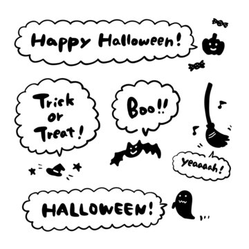 ハロウィン セット素材 手書き文字 イラスト Stock Vector Adobe Stock