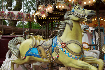 Fototapeta na wymiar Vintage carousel horse in Brussels