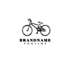 cute bike cartoon logo icon design template black isolated vector illustration