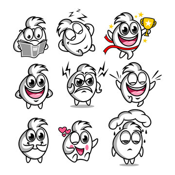 Set of funny smiley with different emotions. Vector illustration