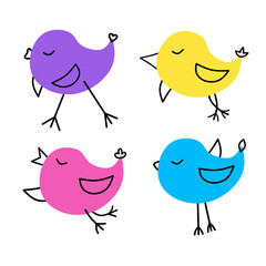 Set of cute little birds vector illustration