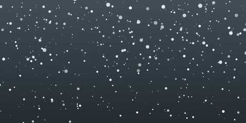 Christmas snow. Falling snowflakes on dark blue background. Snowfall. Vector illustration