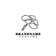 Fototapeta premium cute flower logo cartoon icon design template black isolated vector illustration