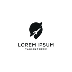 local travel logo concept pin Rocket Start Up Aircraft