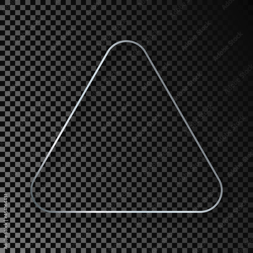 Poster silver glowing rounded triangle frame with shadow