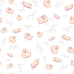 A seamless pattern. Cheerful sheep.