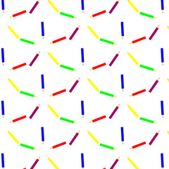 Fun and harmonious pattern of school supplies and creative elements. Back to school background.