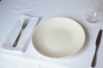 Plate on table, served
restaurant