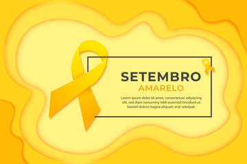 Setembro amarelo yellow ribbon vector background. setembro amarelo suicide prevention background, Yellow September background