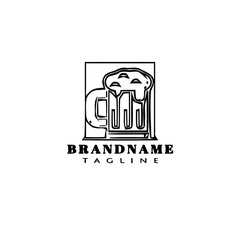 beer glasses logo icon design template black vector illustration