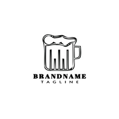 beer glasses cartoon logo icon design template black vector concept