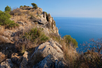 Rocky peak at Monte Catalfano park in Sicily