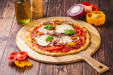 Gluten Free Pizza of Mozzarella and Vegetables
