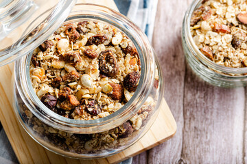 Granola of Pecans, Nuts, Oats, Dates, Pine