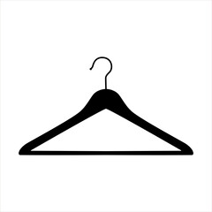 Clothes hanger black. Hanger icon vector isolated on white background.