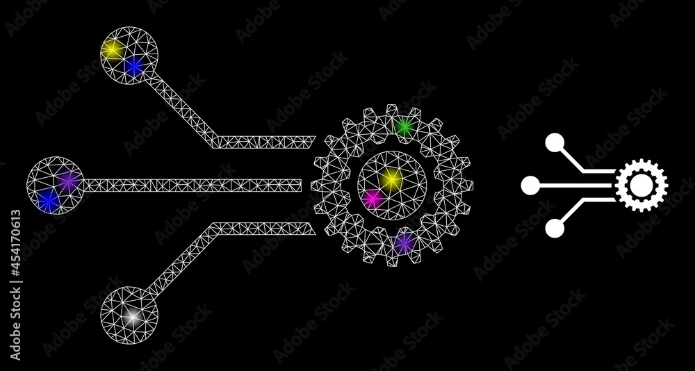 Aufkleber glossy mesh micro mechanics constellation icon with light spots. illuminated vector constellation is