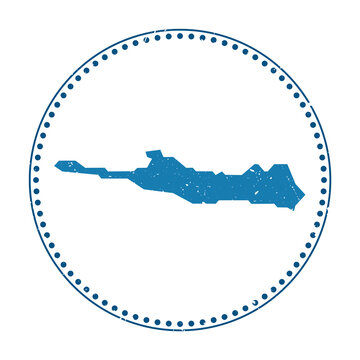 Paradise Island sticker. Travel rubber stamp with map of island, vector illustration. Can be used as insignia, logotype, label, sticker or badge of the Paradise Island.