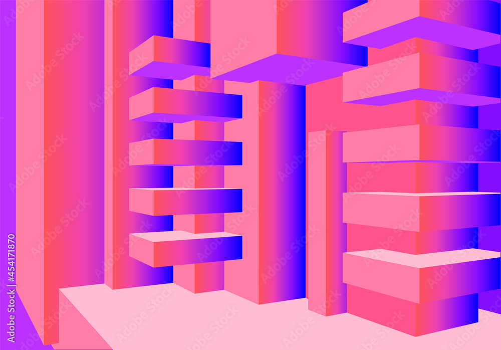 Poster Architecture background with abstract 3D cubes composition and clean minimalistic style