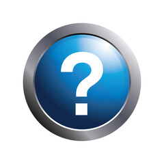 Simple question icon and blue glossy circle for web button.