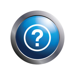 Question icon on modern blue circle for button. Vector illustration.