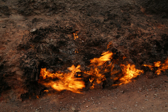 Yanar Dag, is a natural gas fire that has been burning since ancient times on the slope of a hill in Azerbaijan