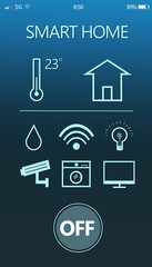 Smart home application for mobile phone, illustration. Automatic technology