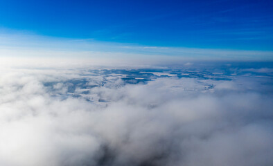 Amazing aerial shot of clouds in the sky