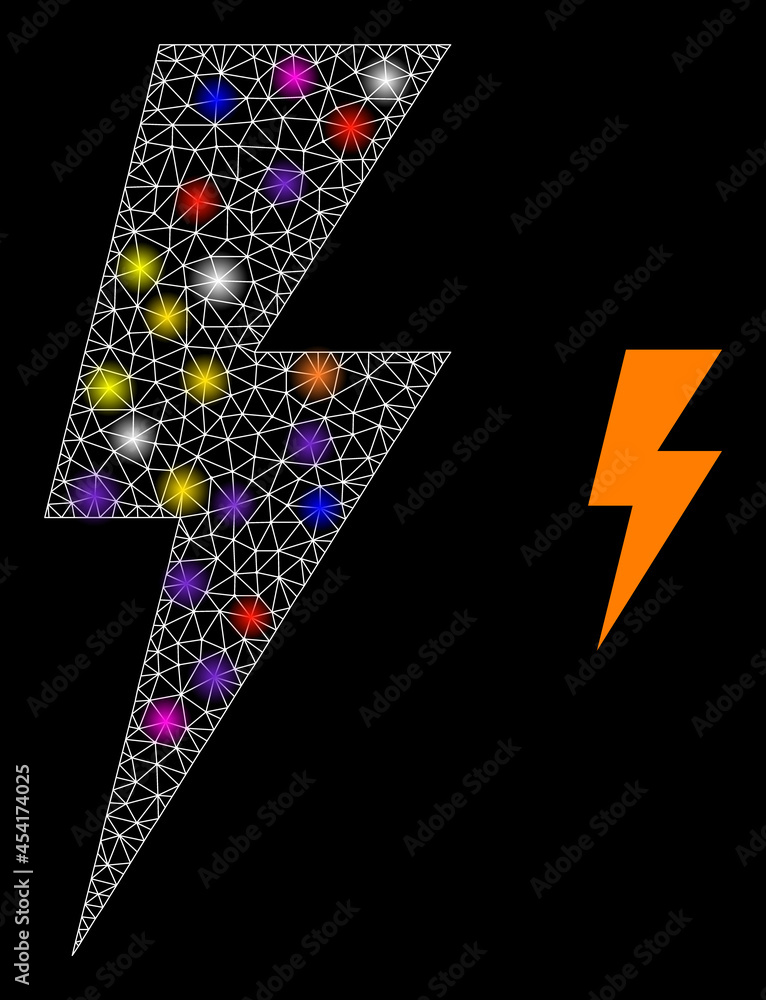 Aufkleber glowing network electric spark constellation icon with lightspots. illuminated vector constellation 