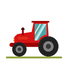 Obraz na płótnie Canvas Red little tractor. Transport in cartoon flat style. Vector graphics