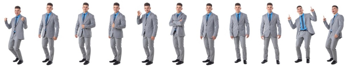 Set of young business man portraits