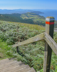 Fototapeta premium Hondarribia, Spain - 29 Aug 2021: Views of the Basque Country and Cantabrian coast from the summit of Mount Jaizkibel