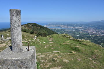 Hondarribia, Spain - 29 Aug 2021: Views of the Basque Country and Cantabrian coast from the summit of Mount Jaizkibel