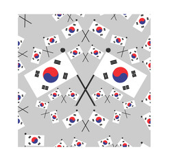 Vector Illustration of Pattern Korea  Flags and Silver Color Background.