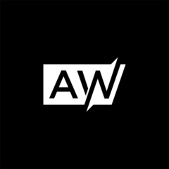 AW Letter Logo Design Template Vector - obrazy, fototapety, plakaty