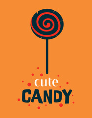 vector halloween illustration with cute lollipop and lettering