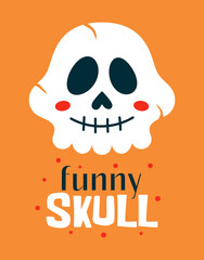 vector halloween illustration with funny skull and lettering