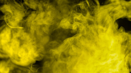 Yellow steam on a black background.