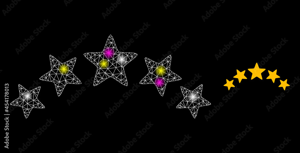 Poster glossy mesh star rating constellation icon with lightspots. illuminated vector constellation is crea