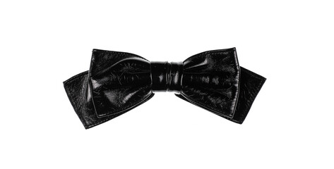 black leather bow tie isolated on white background