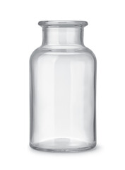 Open empty glass wide neck medicine bottle